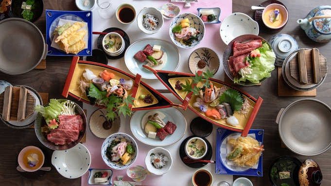 【120分飲み放題付き】お酒+お造り＆牛肉で楽しい夕食のひと時を！人気の御食国会席＜2食付＞